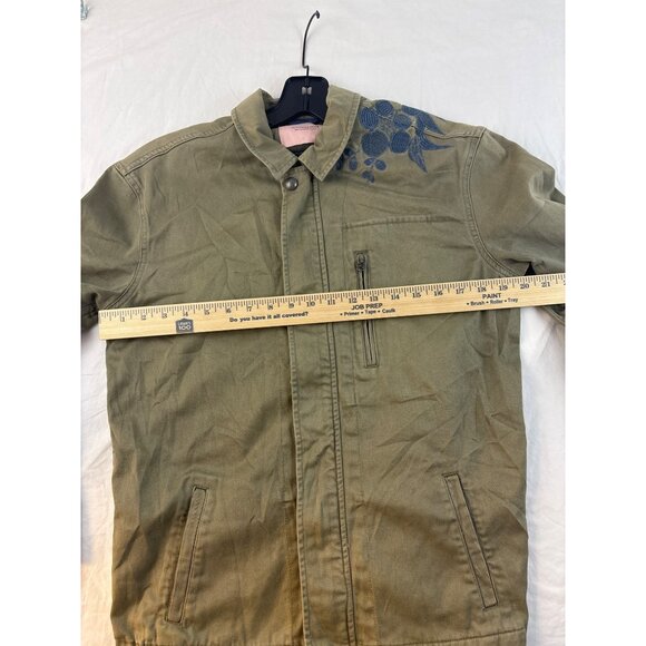 Scotch & Soda Army Green Utility Jacket Embroidered Canvas Cotton Mens Medium - Picture 7 of 7